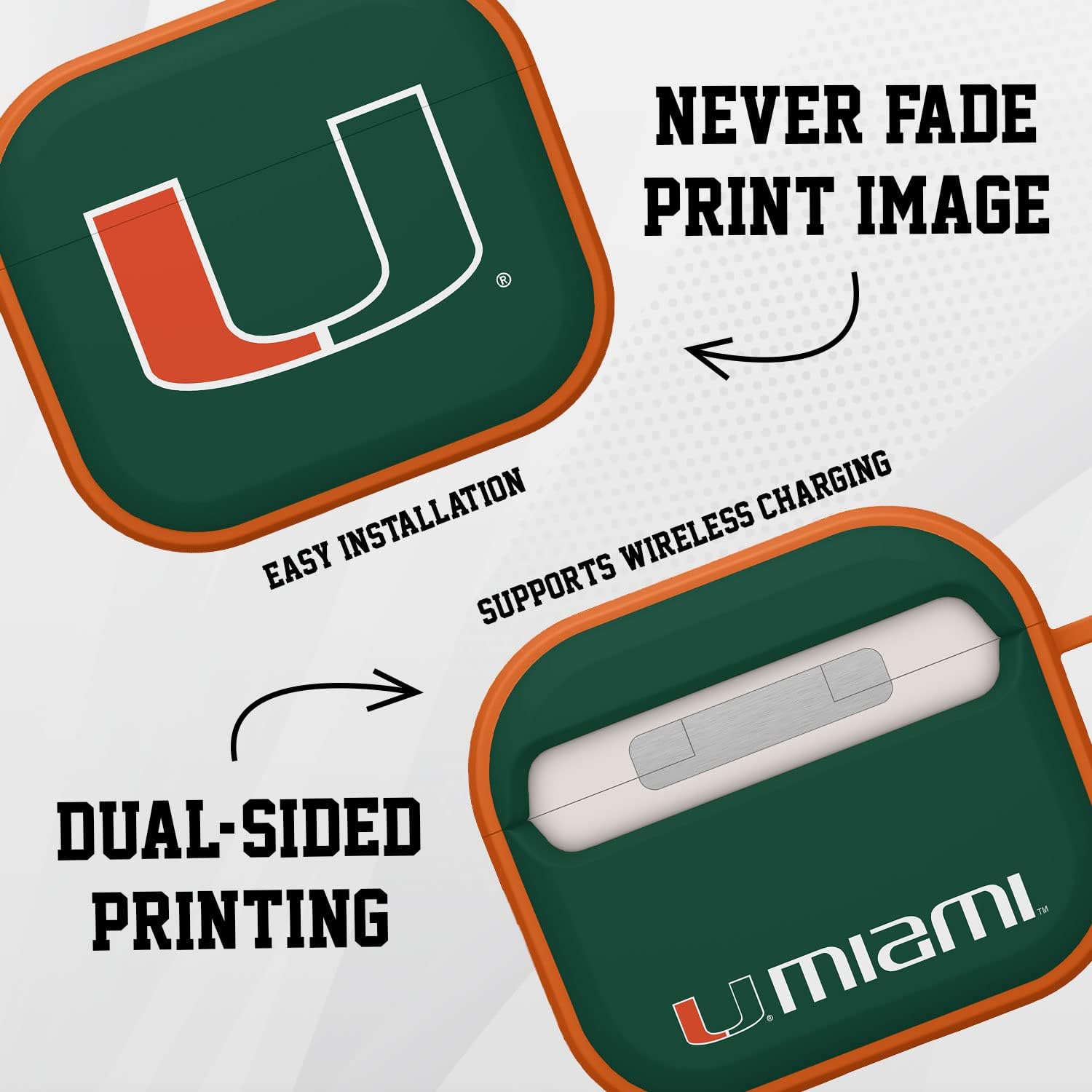 Affinity Bands Miami Hurricanes HDX Case Cover Compatible with Apple AirPods Gen 3 (Classic)