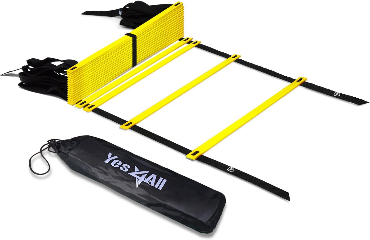 Yes4All Agility Ladder – Adjustable Speed & Agility Training Equipment - Durable, Portable Speed Ladder, Multiple Colors & Rungs, Yellow, 20 Rungs