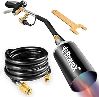 Propane Weed Burner Torch - Propane Torch with 700 000 BTU with 9.8ft Hose for Burning Weeds, Overgrown Paths, Roofing, Asphalt, Light Bonfires, Charcoal Grill, Do Wood Grain Burning