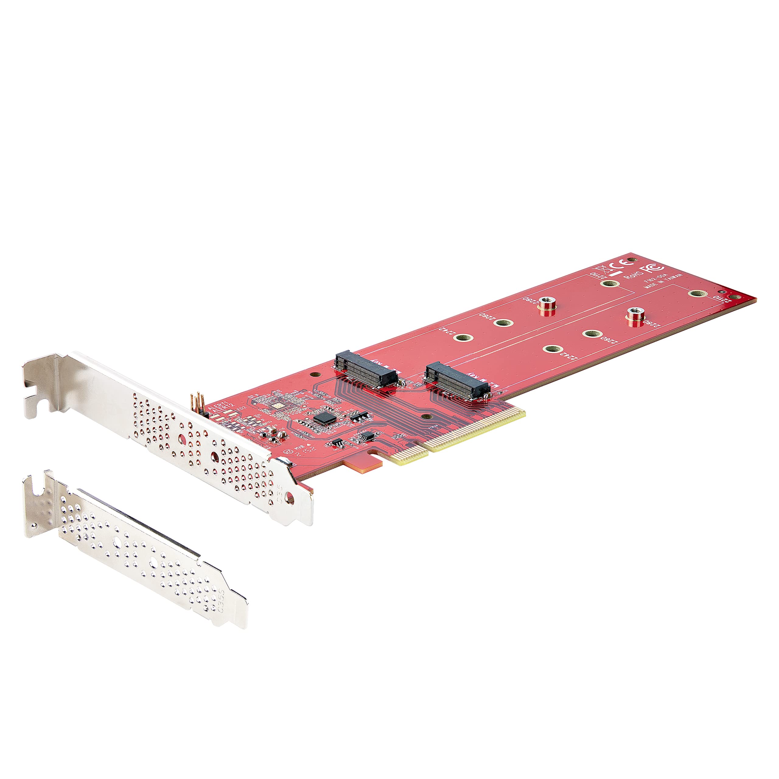 StarTech Tarjeta PCIe Adaptadora para 2 SSDs M.2, PCI Express x8 o x16 a NVMe Doble o SSDs M.2 AHCI, PCI Express 4.0, 7,8Gbps por Unidad con Bifurcación - Windows o Linux (DUAL-M2-PCIE-CARD-B), Rosso