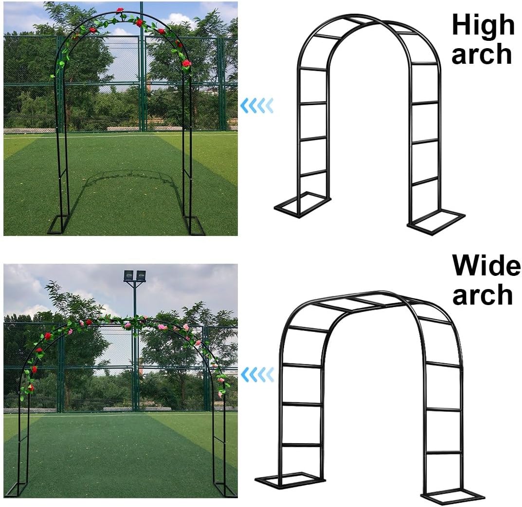 Garden Arch Trellis,Black Metal Arbor Arch Heavy Duty Steel Frame Support Arches for Climbing Plants,Green/White/Brown Outdoor Decoration Arch Wide 31" 47" 55" 63" 102" 110"(Black,L31 xW16 xH79)