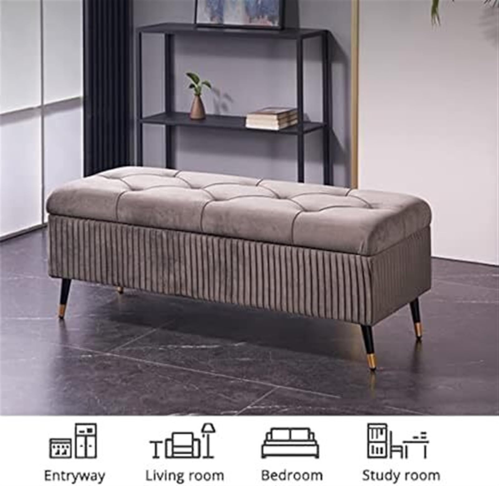 Ottomane Bank, gepolsterter Fußhocker, Sofahocker, Schuhhocker, Samt-Stauraumbank, luxuriöse gepolsterte Bettbank mit Stauraum, Moderne Schlafz(Hellblau-80x45x45cm