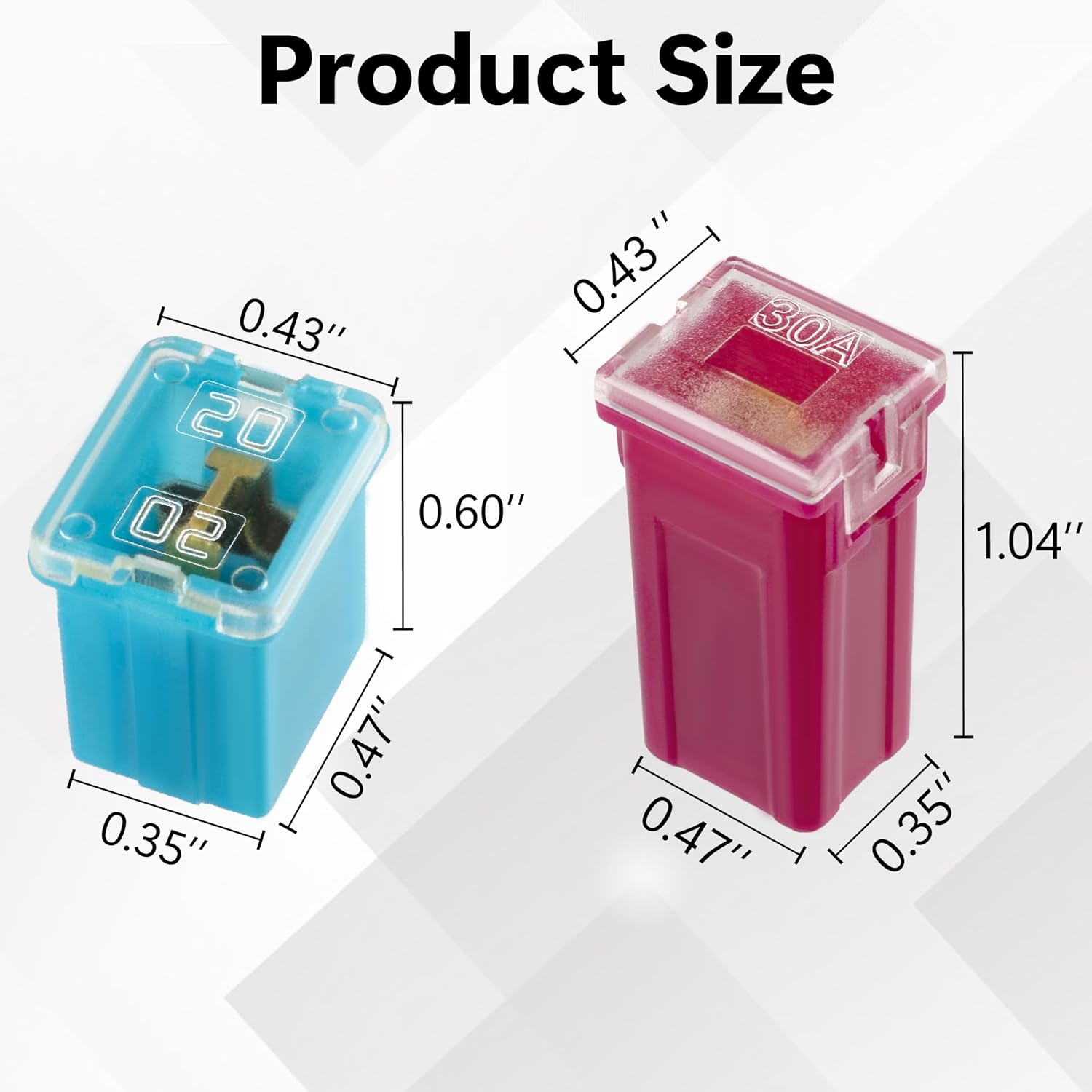 30 PCS Automotive Fuse Assortment, Includes 15 Tall Profile and 15 Low Profile Micro Cartridge Fuses Kit Fuses Rated 20A, 30A, 40A, 50A, 60A (3 of Each Type), Boxed Set