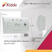 Vista 3 de Kidde Detector de Monóxido de Carbono con Batería de 10 Años, 3 LEDs, Indicador de Reemplazo, Botón de Prueba-Reinicio