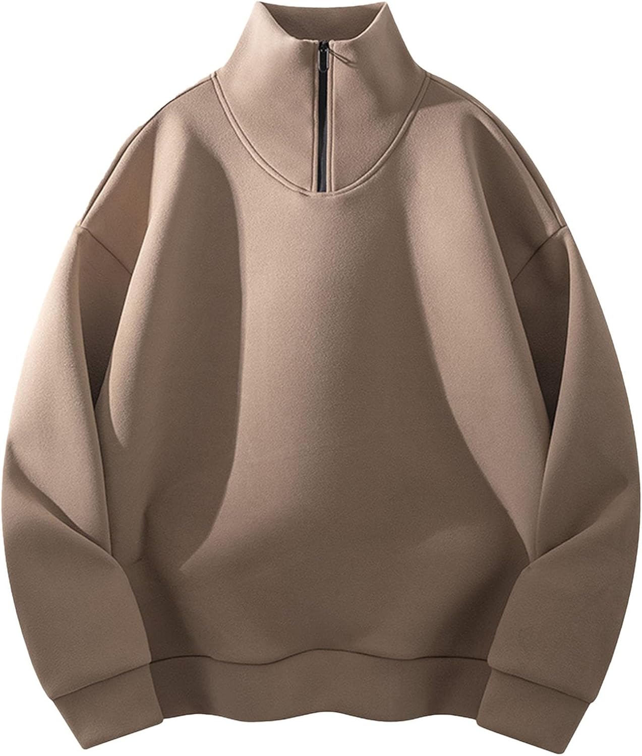 DUHENWU Pull D'hiver En Polaire Pour Homme Avec Fermeture éclair Quart De Longueur Et Col Montant Sweat-shirt Chaud à Manches Longues Pull De Loisirs Vintage Confortable Pull De Travail D'hiver Pull