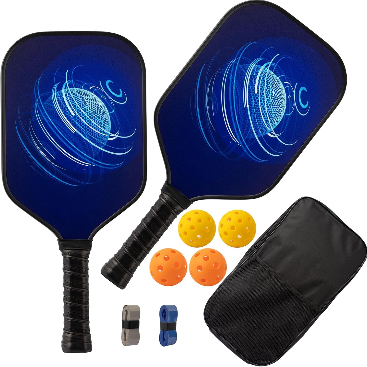 Pickleball Paddles Set of 2, USAPA Approved Fiberglass Surface Pickleball Set with 2 Pickleball Rackets,4 Pickleball Balls,1 Portable Carry Bag, Pickle Racket Set for Men Women