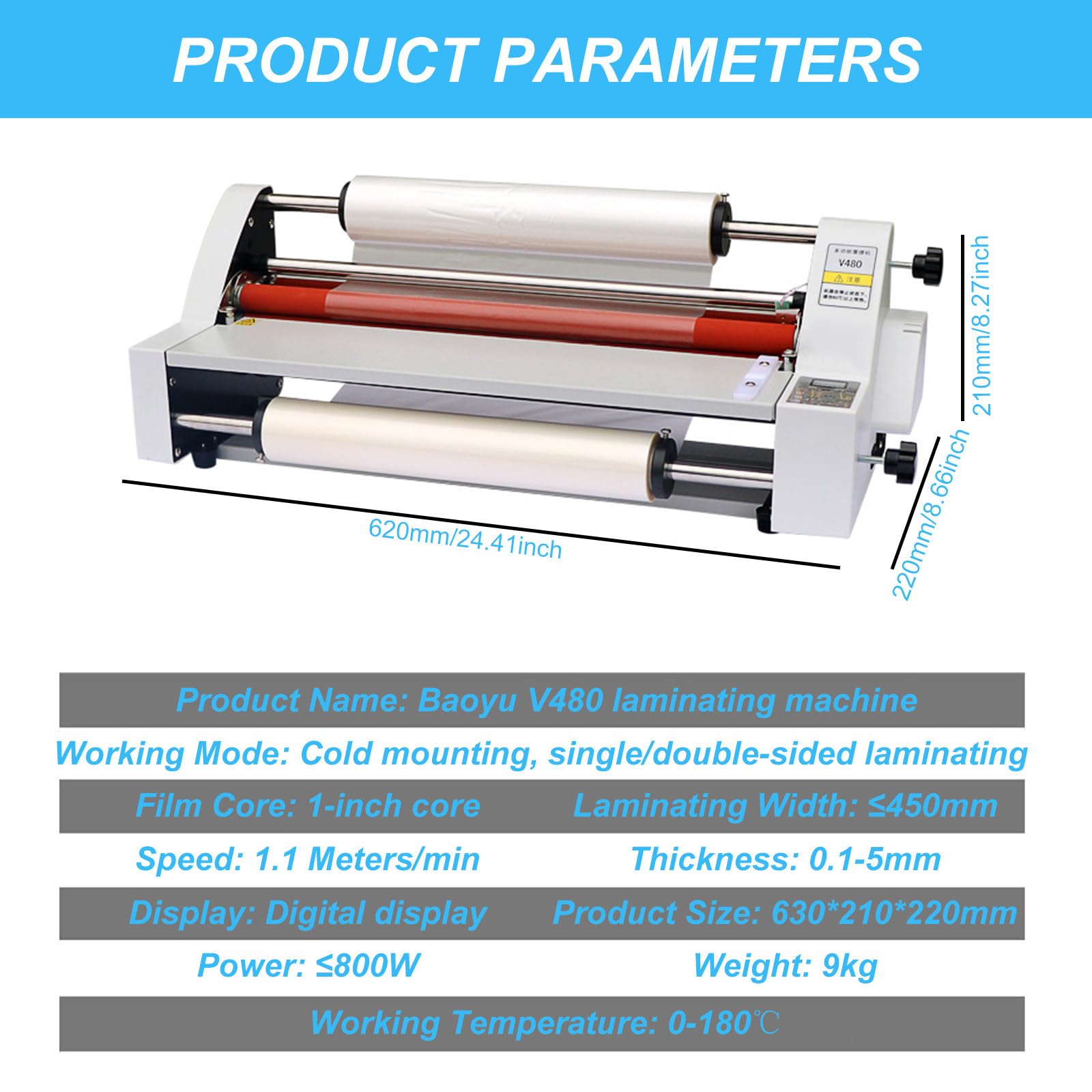 Laminator Termiczny Jednostronny I Dwustronny, 18" Na GorąCo I Na Zimno, Cztery Rolki, Regulowana PręDkość, UrząDzenie Do Laminowania Papieru A4 I Zdjęć, Szybkie Nagrzewanie,110V