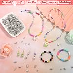350 Pcs Silver Spacer Beads for Jewelry Making, Mixed Bulk Random Styles Metal Beads for Bracelets, Necklace, Earring Jewelry Making