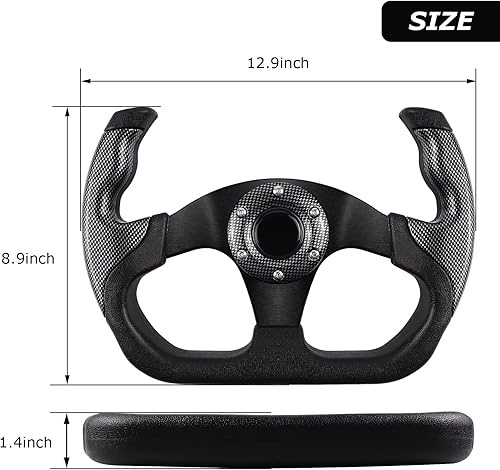 Miniatura 2 de Volante universal de carreras, 6 pernos antideslizante de cuero y aluminio para juegos con botón de bocina para carreras, conducción de simulador de