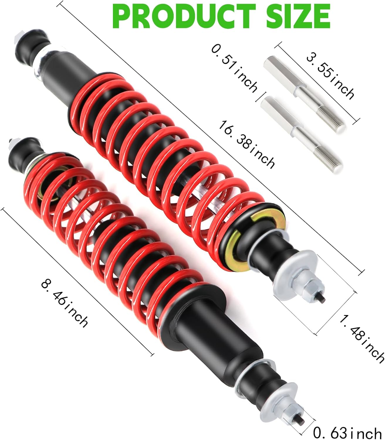Golf Cart Front and rear shock absorbers with red coil springs,Fits EZGO Medalist/TXT 1994+ Newer G&E,OEM# 70928-G01 76418-G01