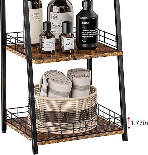 Miniatura 23 de keomaisyto Elegante estante de escalera de 4 niveles, estante de almacenamiento para baño, estantería de escalera con cajón, estantes