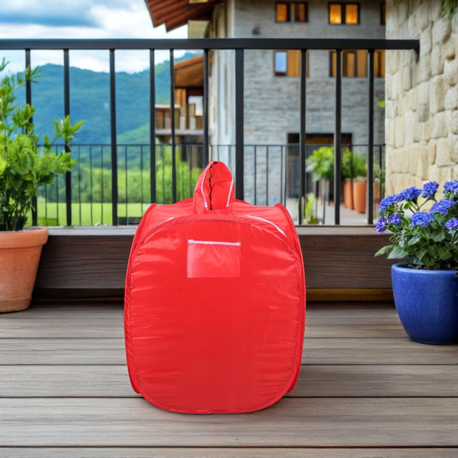Sauna de Vapor Personal Portátil Plegable Hogar, Tienda de Campaña Roja Tela y Diseño Que Ahorra Espacio para Uso en Interiores