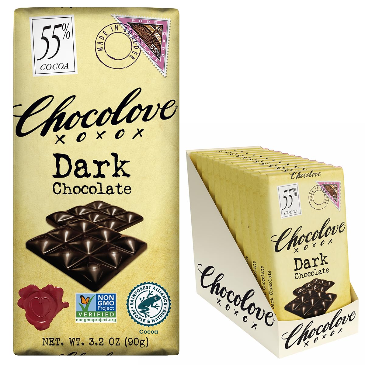 Amazon.com: Chocolove Dark Chocolate Bars | 55% Cocoa | Crafted