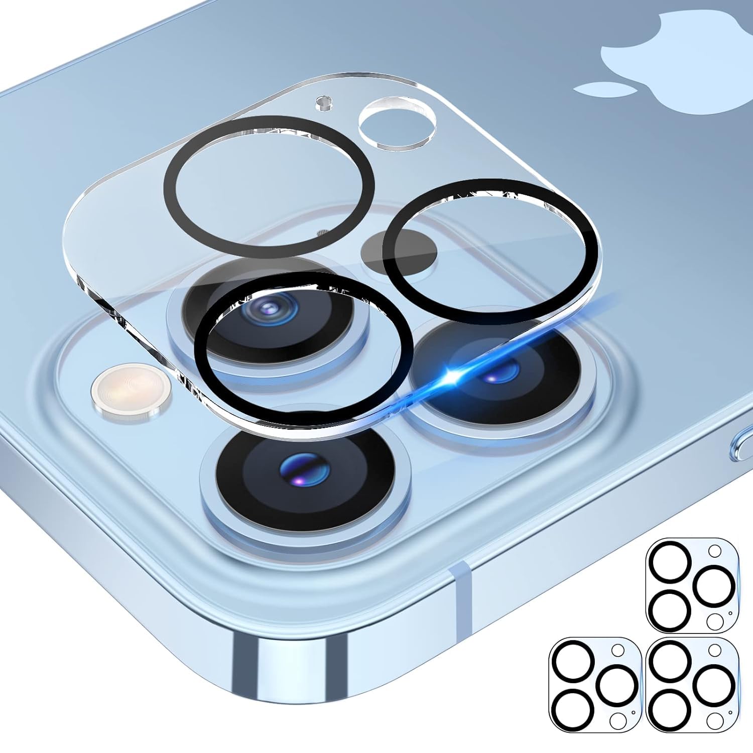 Tensea [3Pcs for iPhone 13 Pro / 13 Pro Max Camera Screen Protector, Tempered Glass Film Camera Cover Lens Protector, HD Clear, Full Edge to Edge,