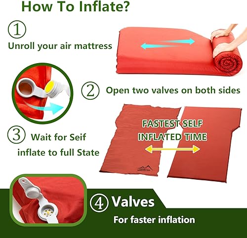 Miniatura 4 de M KARMATER Almohadilla de dormir autoinflable para SUV, 2 pulgadas de grosor de espuma viscoelástica para 2 personas, inflado rápido en 20 segundos,