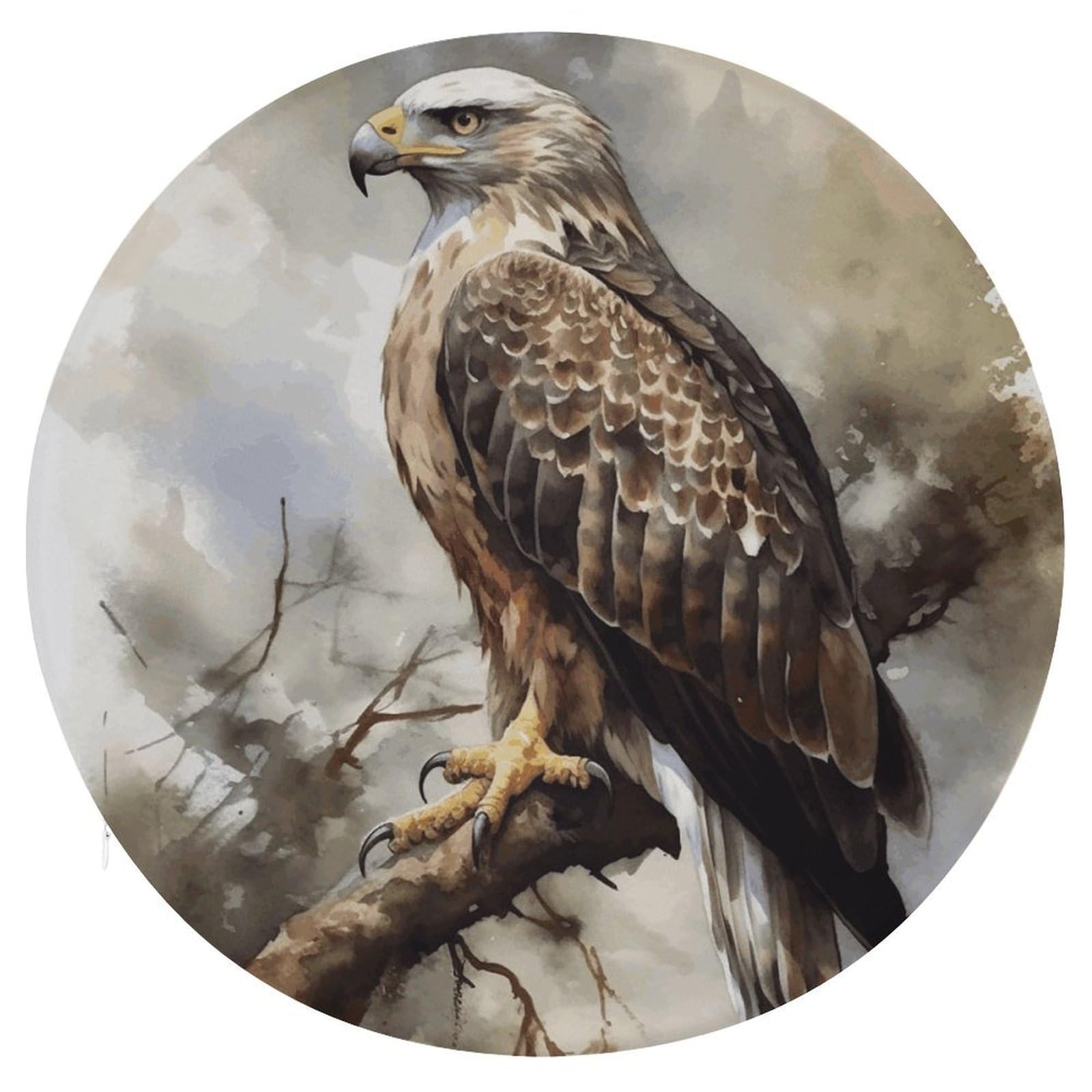 VstaDank Watercolor of Hawk Sitting in The Tree Round Cushion Memory Foam Seat Cushions 15In Comfort Meditation Floor Pillow Anti Slip Soft Stool Cushion Chair Pad for Tatami Living Room Yoga