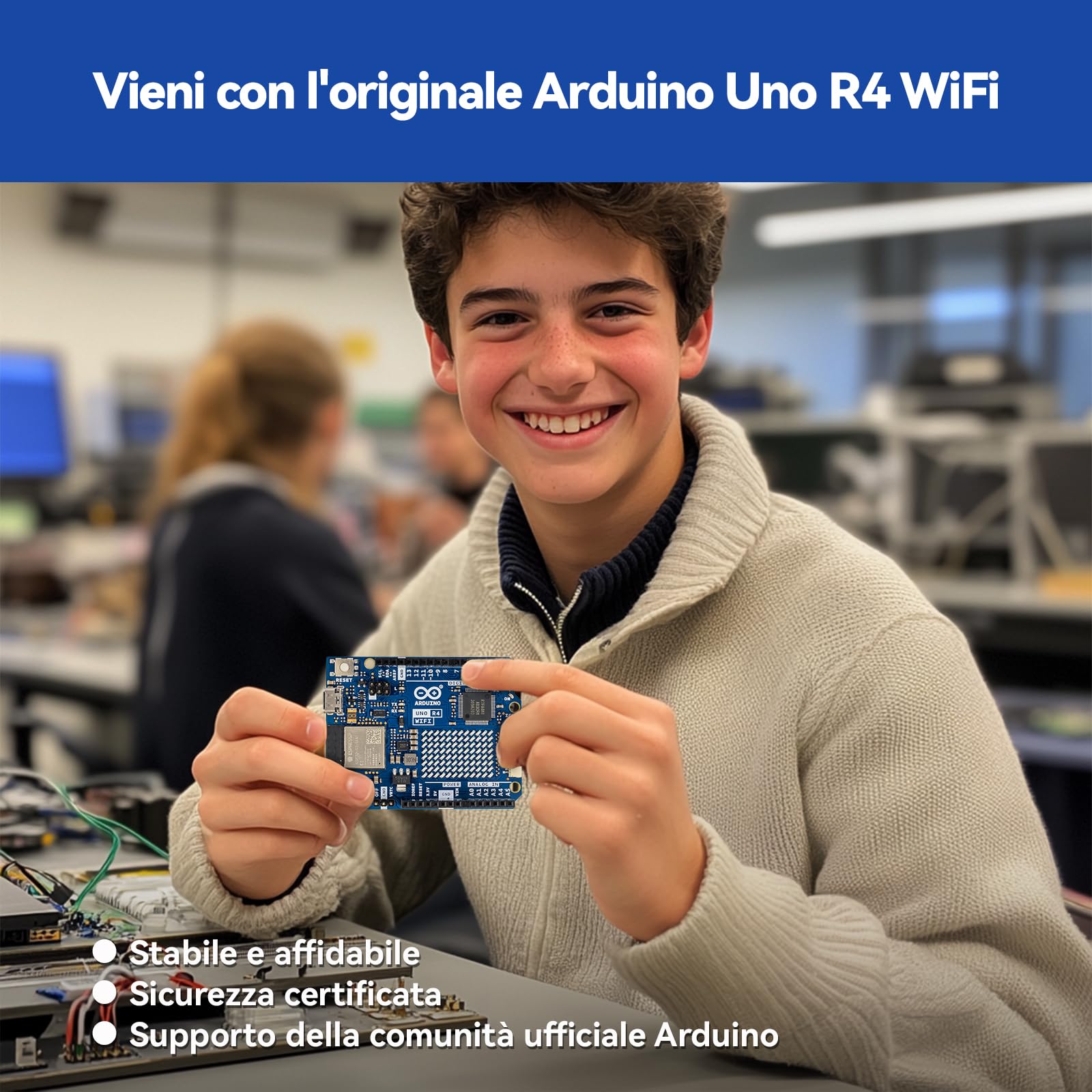 SunFounder Elite Explorer Kit con Originale Arduino Uno R4 WiFi, Conforme alla RoHS, Bluetooth IoT ESP32,IIC LCD1602 OLED,Super Starter Kit,Tutorial Online e Corsi Video per Principianti e Ingegneri