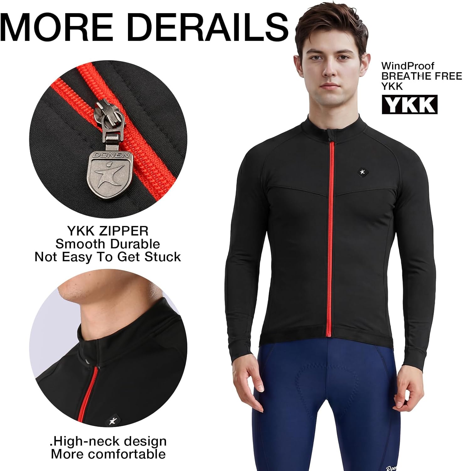 Men's Winter Long-Sleeved Cycling Jacket Fleece Cycling Top Lightweight Windproof - Image 5