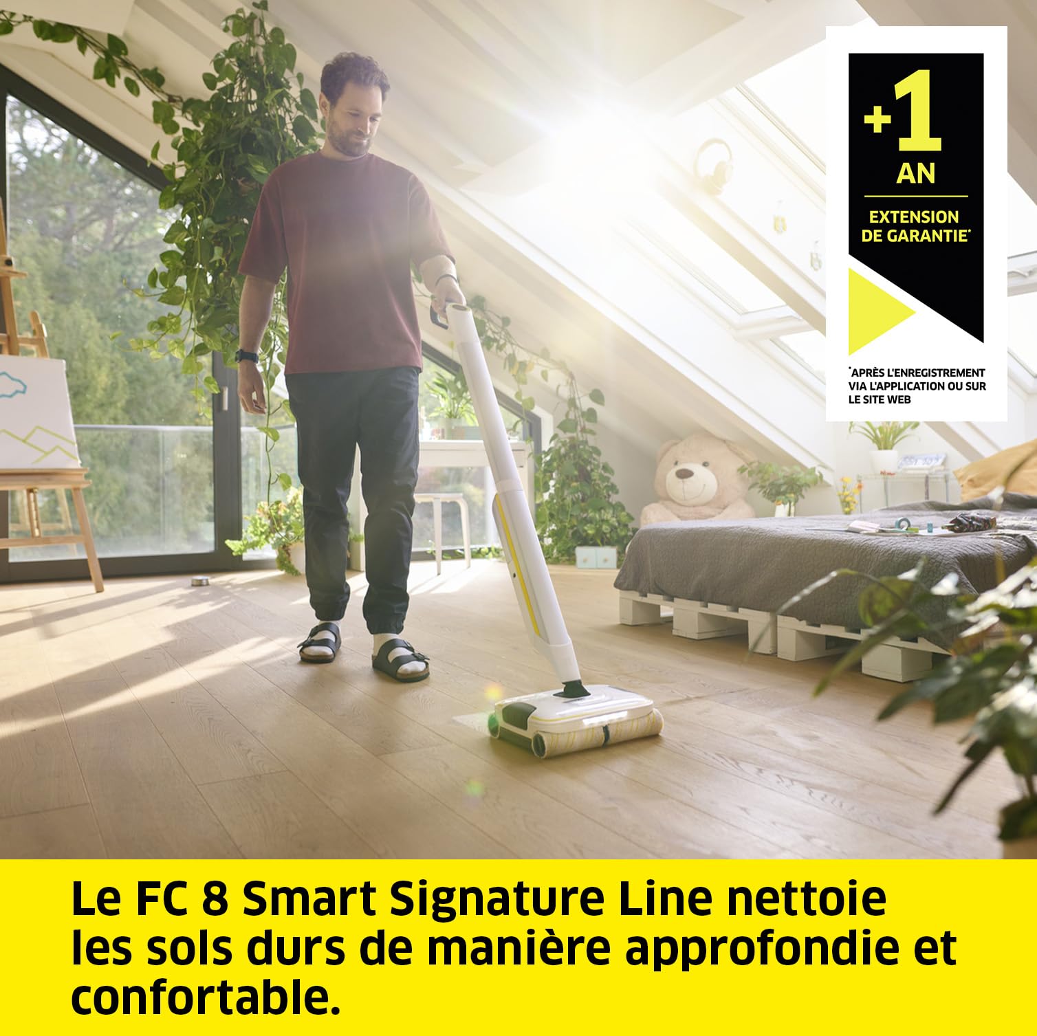 Kärcher Nettoyeur de Sols Durs Intelligent FC 8 Smart Signature Line, Sans Fil, Connecté, Silencieux, 4 Rouleaux Microfibres, Batterie : env. 60 min, Surface Nettoyée par Charge : env. 230 m²
