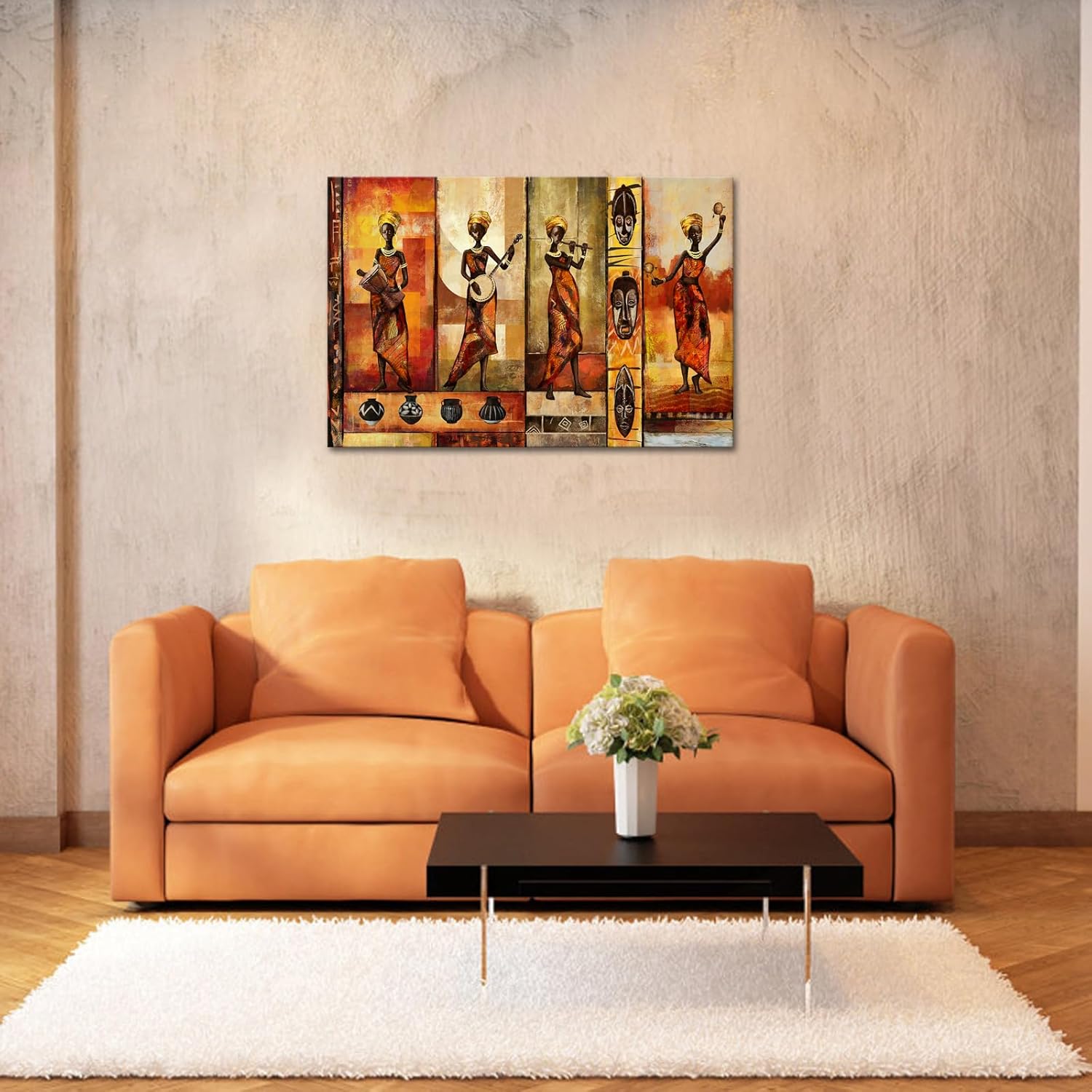 LevvArts African Art Wall Decor Ethnic Ancient Black Women Dancing Painting Vintage Black Art Africa Tribal Picture Prints for Bedroom Living Room Decorations Easy to Hang (Medium)