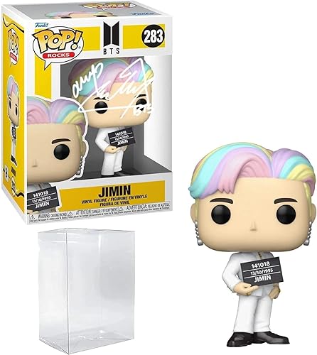 Miniatura 3 de BTS Jimin #283 Facsimile Signed Reprint Laser Autographed Funko POP! Rocks Figurine with Protector Case