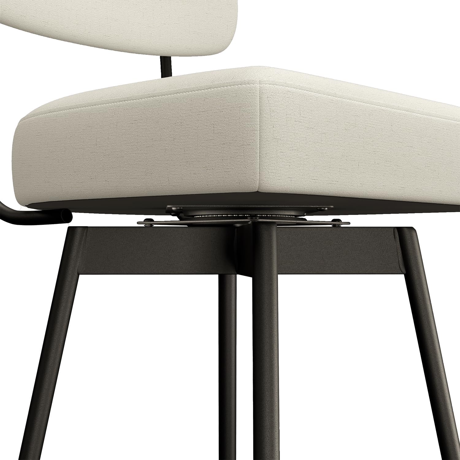 Natural Linen and Metal Swivel Bar Stool Set