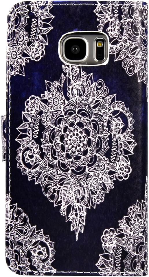 UrSpeedtekLive S7 Case Edge, Galaxy S7 Edge Wallet Case, Premium PU Leather Wristlet Flip Case Cover with Card Slots & Stand for Samsung Galaxy S7 Edge, Cream Floral