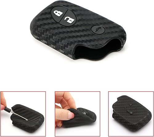 Miniatura 4 de Xotic Tech - Funda de silicona suave con patrón de fibra de carbono, compatible con Lexus IS IS-F ES GS LS CT LX GX RX 3 botones llave inteligente