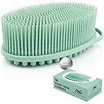 Silver Infused Silicone Body Scrubber Shower - Gentle Back Scrubber Soft Bristles - Avilana Premium Dual Sided Bath Brush Massage - Advanced Material Loofah Alternative - Gift Women Men