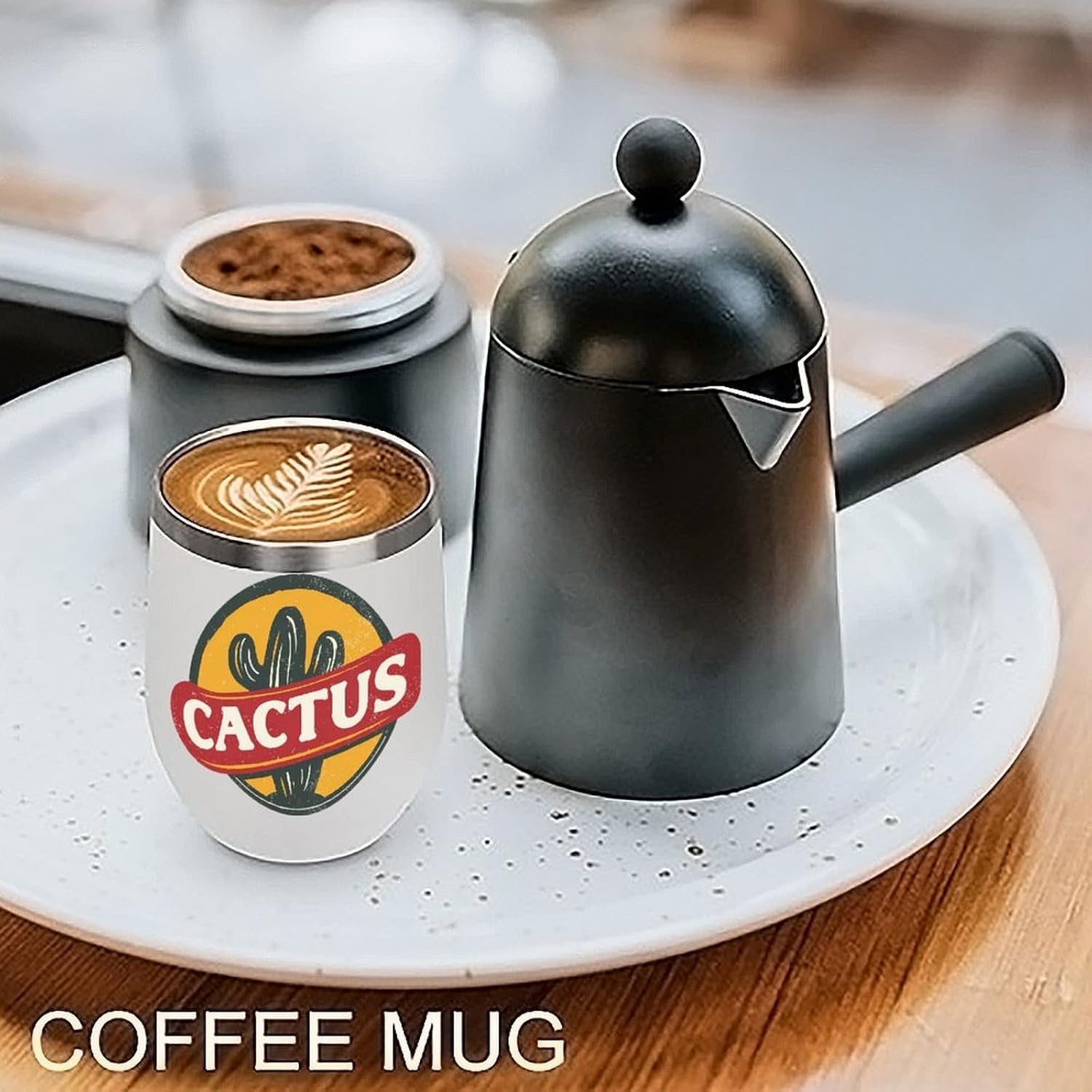 Vintage Cactus Logo Insulated Drinking Cup Stainless Steel Coffee Mug Wine Tumbler with Lid 12OZ