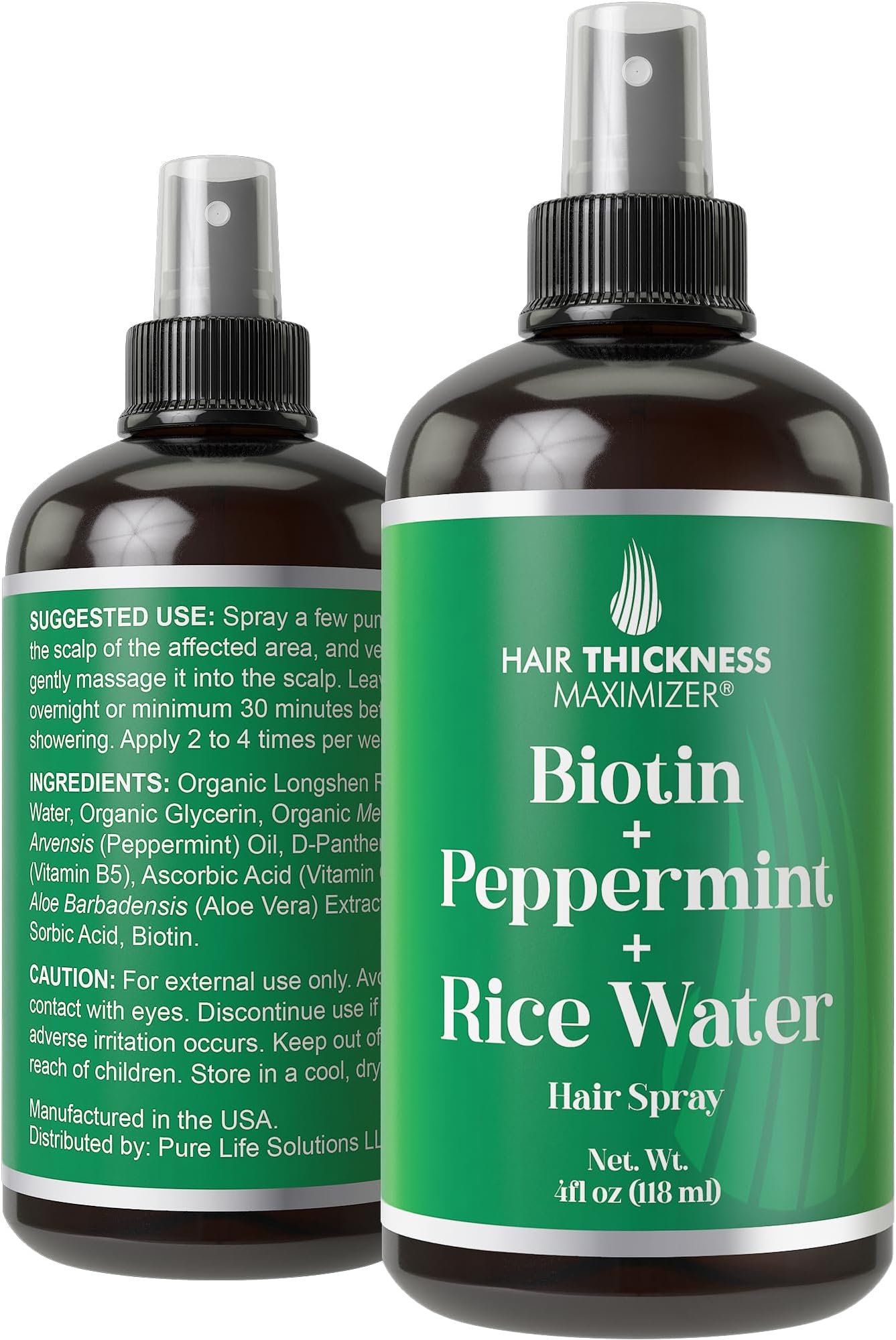 Biotin + Peppermint + Rice Water Spray​ For Hair Growth. Vegan Leave In Conditioner For Women, Men. Strengthens & Hydrates Thinning, Dry Hair for a Healthier-Looking Scalp