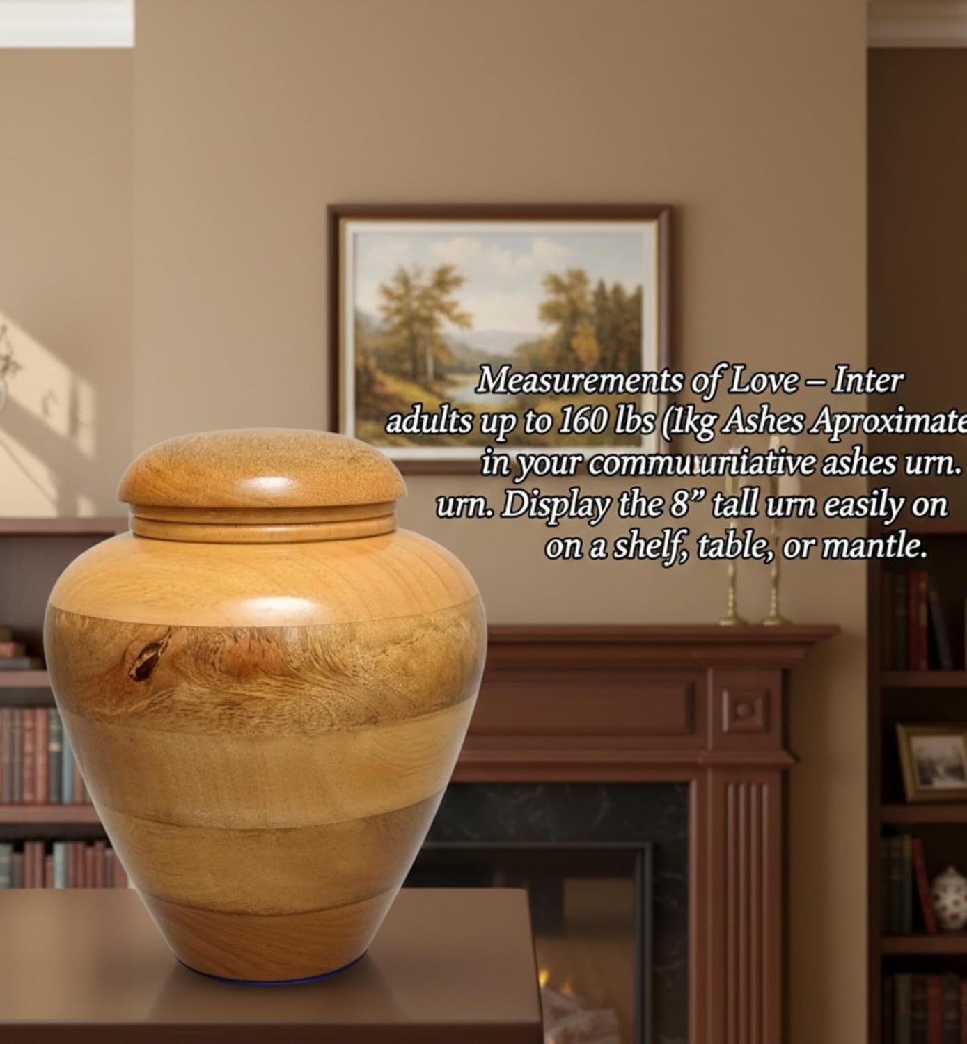 Handcrafted Wooden Urn for Adult Human Ashes with Velvet Bag Cremation Urns -Decorative Urns-Funeral Urns for Human Ashes-Elegant Cremation Urns-Medium Size up to 160 lbs - Image 2
