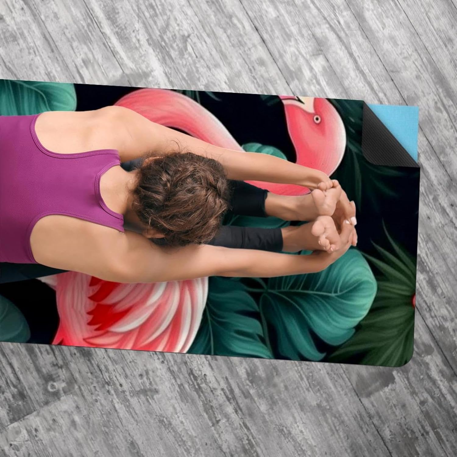 Yoga Towel, Tropical Flamingo Pattern Non Slip Sweat Absorbent Hot Yoga Mat Towel for Hot Yoga, Pilates and Fitness - 72.8" x 26.8"