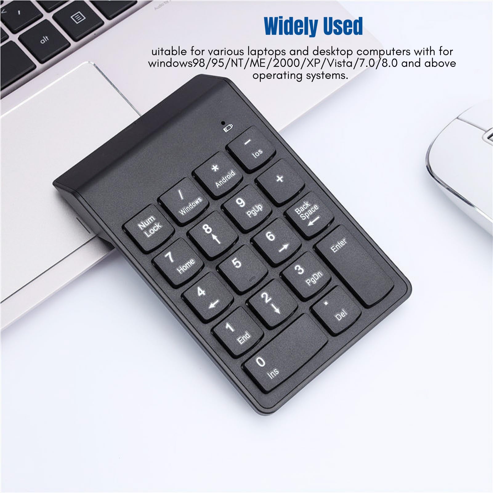 Bluetooth 4.0 NUMPad bezprzewodowy blok numeryczny ​Ergonomiczny blok numeryczny z 18 przyciskami, zasięg połączenia 10 m, do laptopa PC