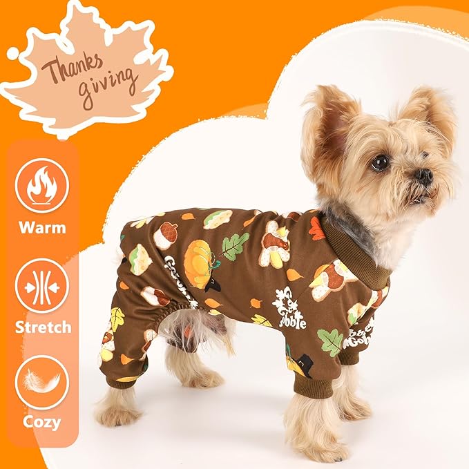 Pijama de Acción de Gracias para Perro, Disfraz de Pavo y Calabaza Talla M miniatura 6
