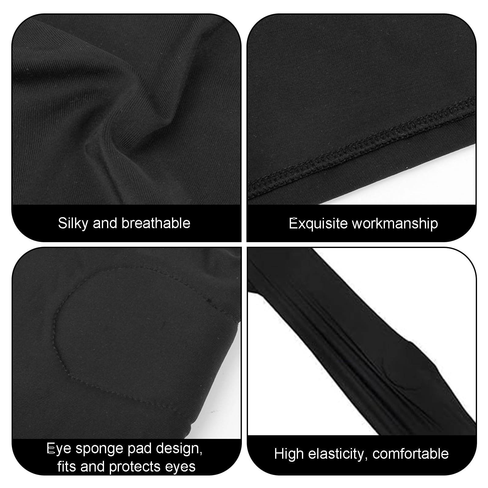 Vxcvzv Adult Costume Mask 2Pcs Black Full Face Hood Open Mouth Eye Design Breathable Elastic Headgear for Couples Role Playing Party Games - Image 2