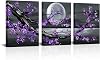 LoveHouse Purple Canvas Wall Art Purple Pictures for Living Room Bedroom Floral Painting Artwork