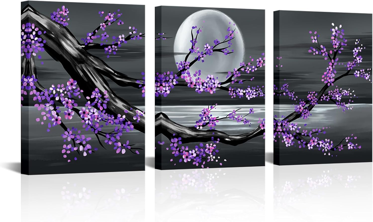 LoveHouse Purple Canvas Wall Art Purple Pictures for Living Room Bedroom Floral Painting Artwork