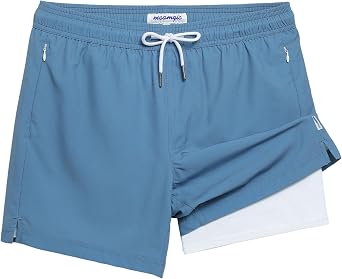 maamgic 5" Mens Swim Shorts with Compression Liner 4-Way Stretch Bathing Suit Swimming Shorts 2 in 1 Men's Swim Trunks with Zipper Pockets Quick Dry