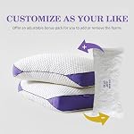 HOMELAB Adjustable Shredded Memory Foam Pillow Queen Size, Cooling Bed Pillow for Sleeping with Removable Cover, Medium Pillow for Side Stomach & Back Sleepers, 1 Pack 20"x28"