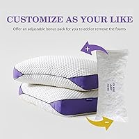 Vista 3 de HOMELAB Almohadas ajustables de espuma viscoelástica triturada, tamaño Queen, almohadas refrescantes para la cama con funda extraíble, almohadas