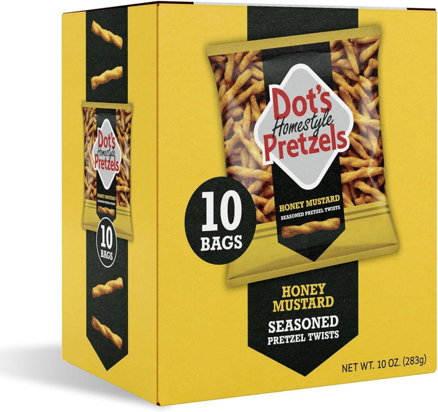 Dot's Homestyle Pretzels Honey Mustard Seasoned Pretzel Twist Snack, 1oz Individually Sized Bag (10 Count)
