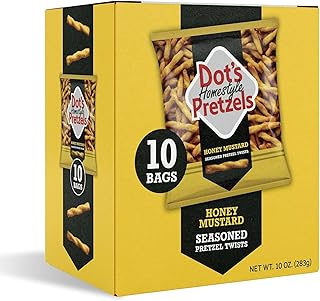 Dot's Pretzels Honey Mustard Seasoned Pretzel Twist Snack, 1oz Individually Sized Bag (10 Count)