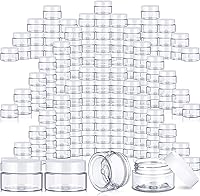 Vista 31 de SATINIOR 100 tarros de plástico con tapas, recipientes pequeños, tapas de boca ancha, pequeños recipientes de plástico para loción, crema, diamantes