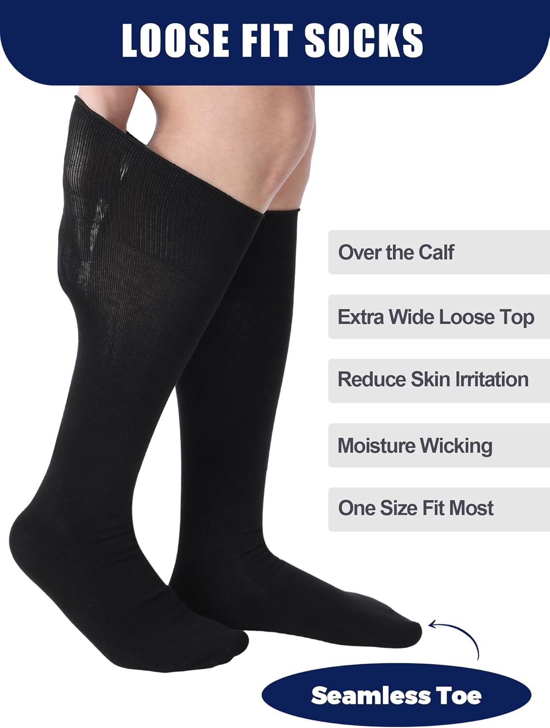 Shihanee 5 Pairs Seamless Walking Boot Socks Over The Calf Loose Fit AFO Tube Socks Liner for Cam Walker Orthopedic Boot Cast - Image 5