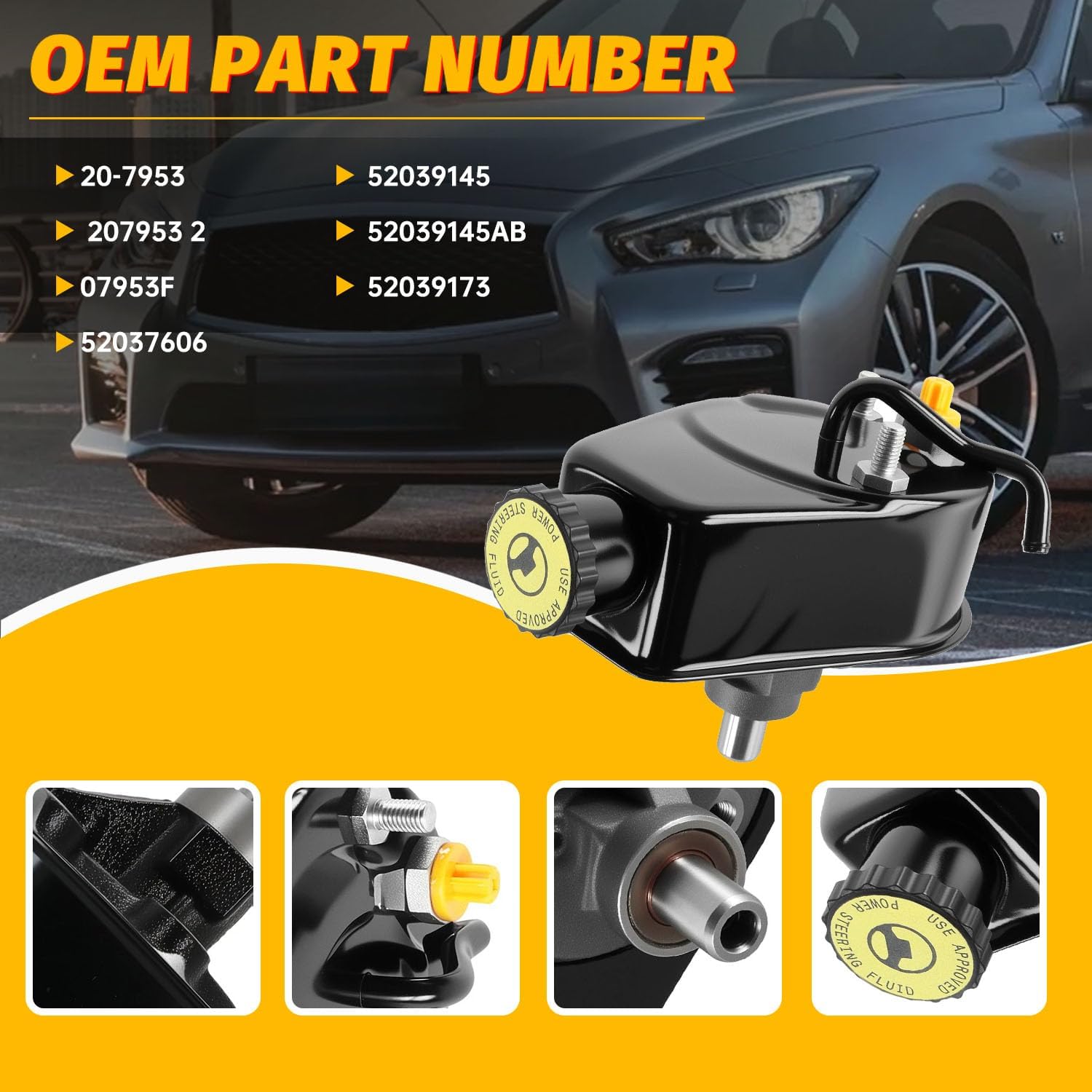 20-7953 Power Steering Pump Compatible with Dodge Ram 1500 1994-2001,for Ram 2500 1996-2002,for Ram 3500 1995-1997,for Ram 1500 2500 3500 Van,Replace 52039145AB 207953