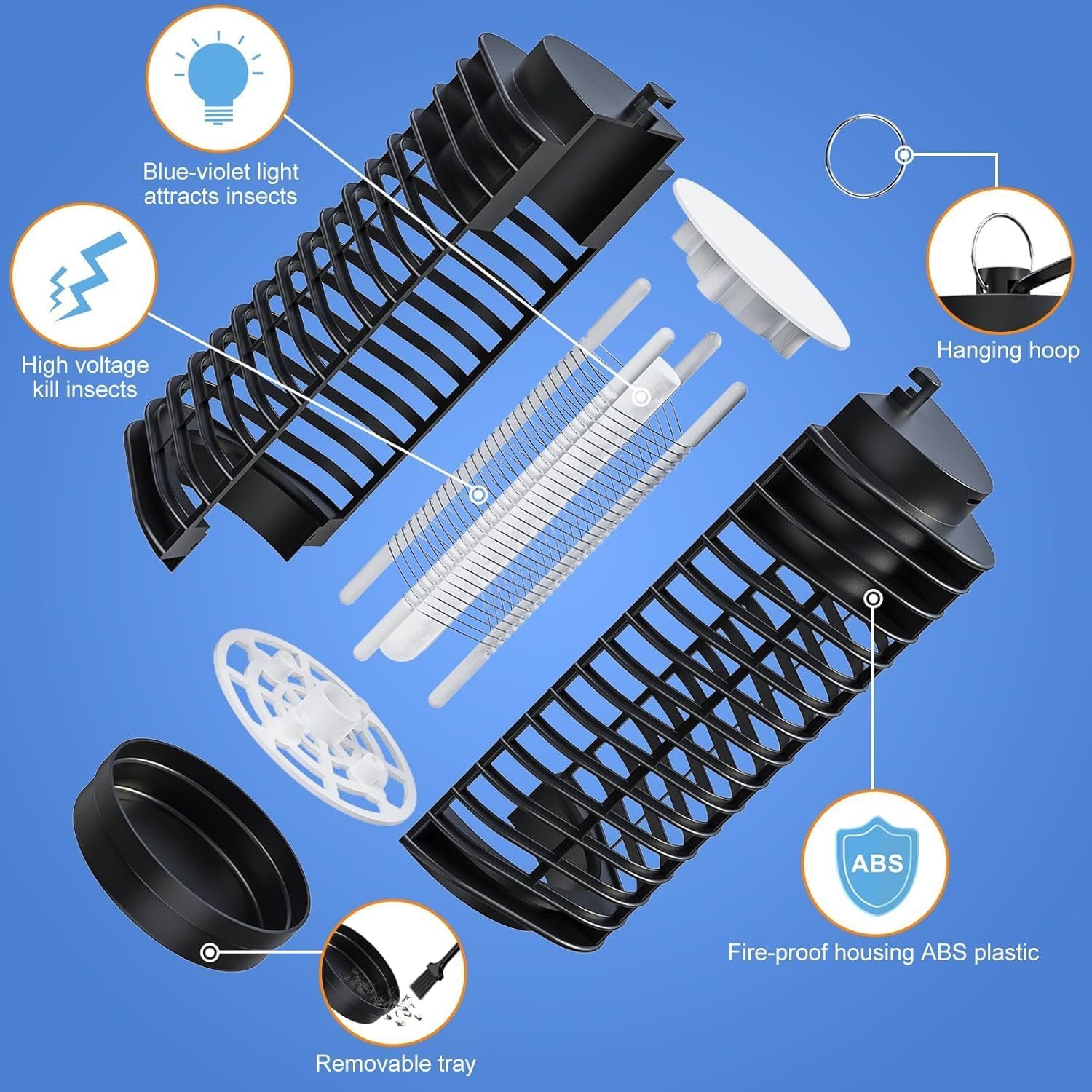 Bug Zapper Mosquito Trap, Electric Fly Zapper, High Powered UV Light Fly Traps, Insects Trap for Outdoor & Indoor