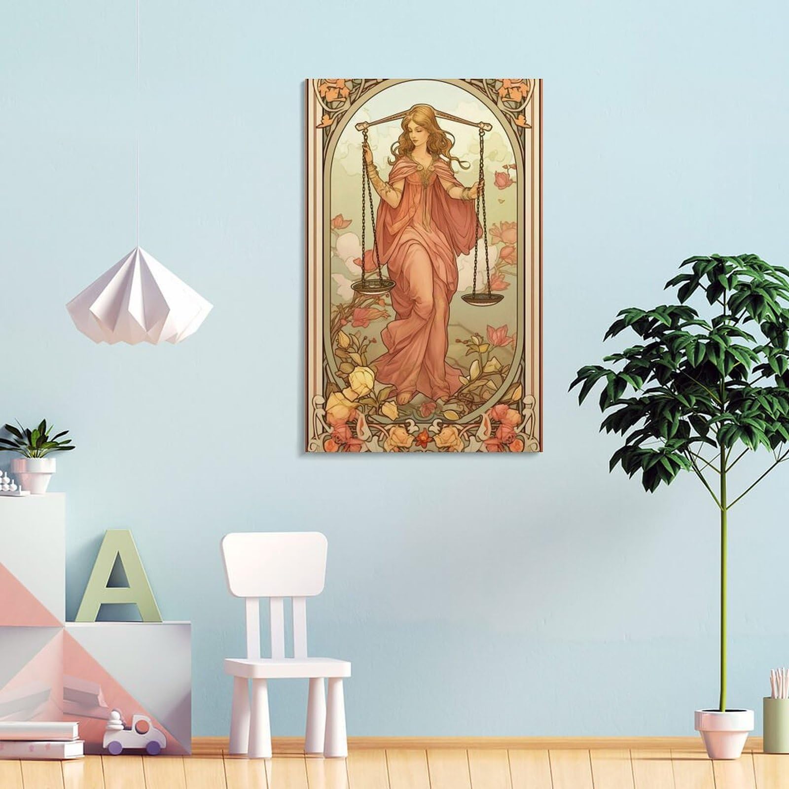 希少アルファンスミュシャ杉板プリントアンティークインテリア 1975年