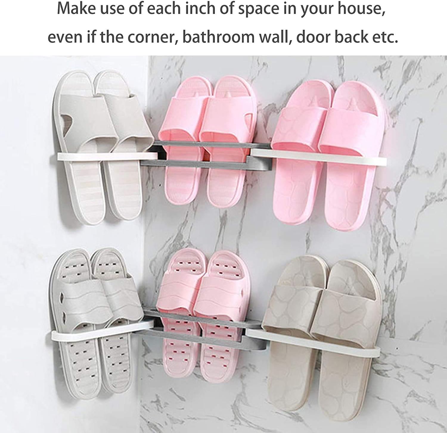 Plastic Wall Mounted Folding Slippers Rack Shoes Stand Mounted Slippers Storage Organize Shoes Rack Hanging Shelf Towel Racks Holder Shoes Organizer (Pack of 1) 1