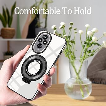 for Honor 200 Pro Case with Ring Stand, Silicone Shockproof Phone Case for Honor 200 Pro Clear Slim Luxury Cute Plating Protective Cover (Black)